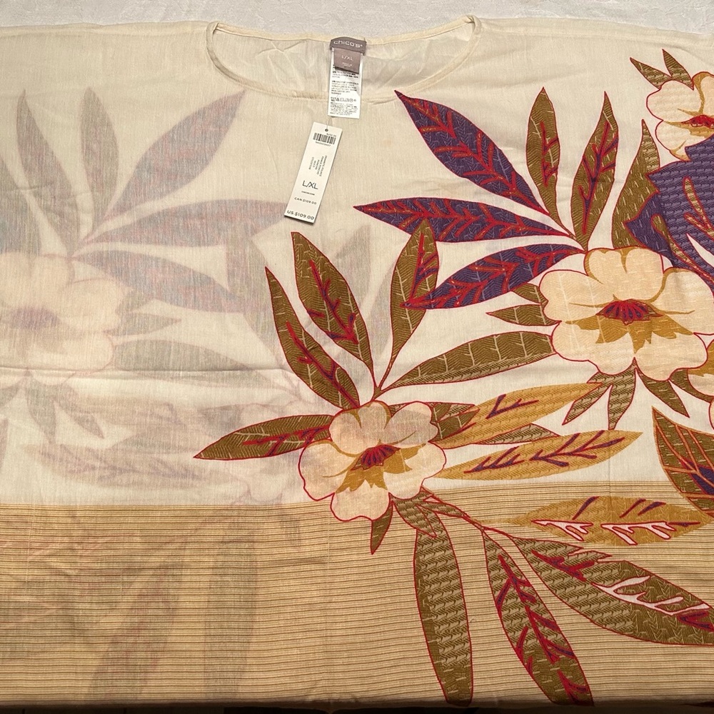 Brand new Chico’s tropical poncho. Size L/XL - Picture 3 of 4